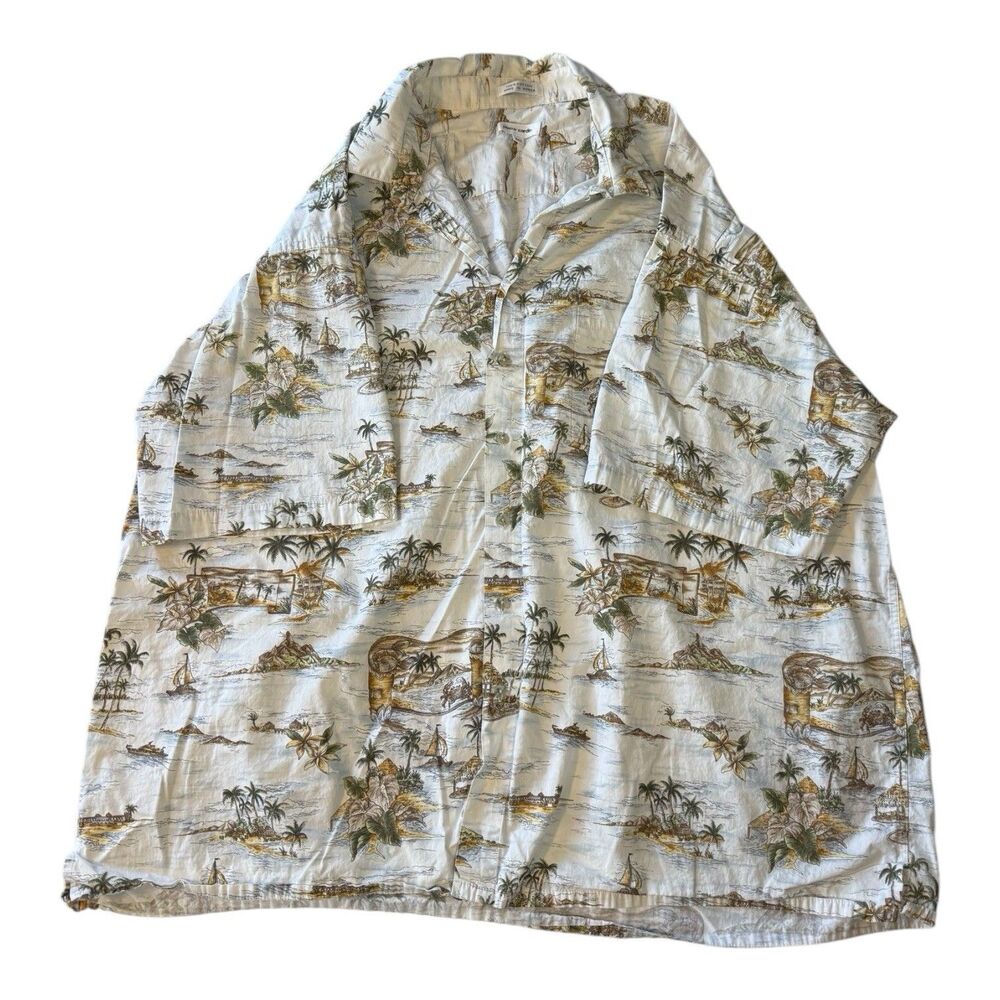 Pierre Cardin Hawaiian Shirt 3XLT Big Tall 100% Cotton Tropical Island Print EUC